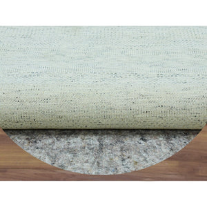 8'x8' Earl Gray, Hand Knotted, Shabby Chic, Modern 100% Undyed Wool With Grass Design, Tone On Tone, Oriental Round Rug FWR477930