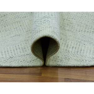 8'x8' Earl Gray, Hand Knotted, Shabby Chic, Modern 100% Undyed Wool With Grass Design, Tone On Tone, Oriental Round Rug FWR477930
