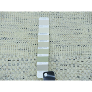 8'x8' Earl Gray, Hand Knotted, Shabby Chic, Modern 100% Undyed Wool With Grass Design, Tone On Tone, Oriental Round Rug FWR477930