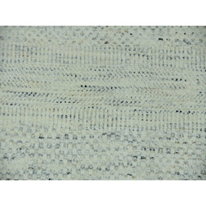 8'x8' Earl Gray, Hand Knotted, Shabby Chic, Modern 100% Undyed Wool With Grass Design, Tone On Tone, Oriental Round Rug FWR477930
