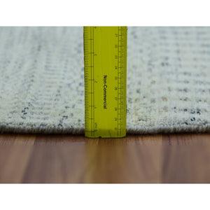 8'x8' Earl Gray, Hand Knotted, Shabby Chic, Modern 100% Undyed Wool With Grass Design, Tone On Tone, Oriental Round Rug FWR477930