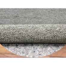 Load image into Gallery viewer, 10&#39;x10&#39; Knitting Needles Gray, Borderless, Shabby Chic, Modern Pure Undyed Wool Hand Knotted With Grass Design, Tone On Tone, Oriental Round Rug FWR477954