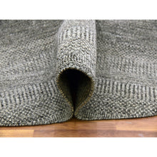 Load image into Gallery viewer, 10&#39;x10&#39; Knitting Needles Gray, Borderless, Shabby Chic, Modern Pure Undyed Wool Hand Knotted With Grass Design, Tone On Tone, Oriental Round Rug FWR477954