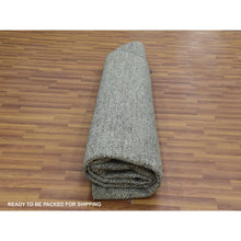 Load image into Gallery viewer, 10&#39;x10&#39; Knitting Needles Gray, Borderless, Shabby Chic, Modern Pure Undyed Wool Hand Knotted With Grass Design, Tone On Tone, Oriental Round Rug FWR477954
