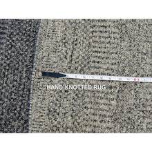 Load image into Gallery viewer, 10&#39;x10&#39; Knitting Needles Gray, Borderless, Shabby Chic, Modern Pure Undyed Wool Hand Knotted With Grass Design, Tone On Tone, Oriental Round Rug FWR477954