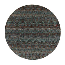 Load image into Gallery viewer, 6&#39;x6&#39; Kobicha Brown, Borderless Hand Knotted Kohinoor Herat, Tone On Tone, 100% Plush Wool, Diamond Shape Small Repetitive Design, Oriental Round Rug FWR477960