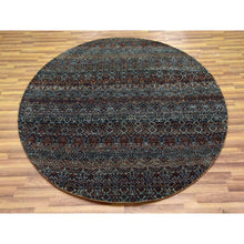 Load image into Gallery viewer, 6&#39;x6&#39; Kobicha Brown, Borderless Hand Knotted Kohinoor Herat, Tone On Tone, 100% Plush Wool, Diamond Shape Small Repetitive Design, Oriental Round Rug FWR477960