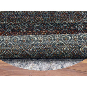6'x6' Kobicha Brown, Borderless Hand Knotted Kohinoor Herat, Tone On Tone, 100% Plush Wool, Diamond Shape Small Repetitive Design, Oriental Round Rug FWR477960
