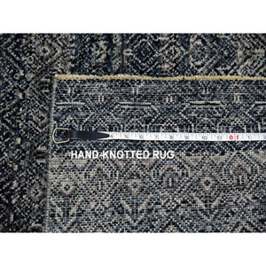 5'x7'1" Espresso Macchiato Gray, Borderless Hand Knotted, Diamond Shape Repetitive Design, Kohinoor Herat, Soft To The Touch, All Wool, Oriental Rug FWR477984