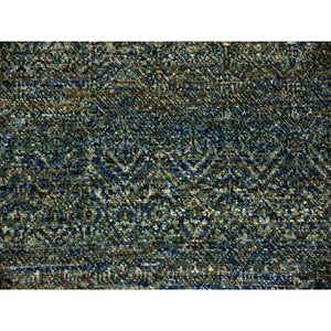 8'1"x10'1" Moss Forest Green, Diamond Shape Repetitive Design, Borderless Hand Knotted, Kohinoor Herat, 100% Wool, Tone On Tone, Oriental Rug FWR477996