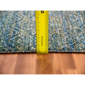8'1"x10'1" Moss Forest Green, Diamond Shape Repetitive Design, Borderless Hand Knotted, Kohinoor Herat, 100% Wool, Tone On Tone, Oriental Rug FWR477996