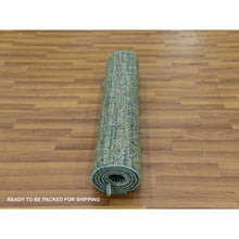 Load image into Gallery viewer, 2&#39;6&quot;x6&#39; Juniper Forest Green, 100% Plush Wool, Tone On Tone, Hand Knotted, Kohinoor Herat Small Geometric Repetitive Design, Runner Oriental Rug FWR478002