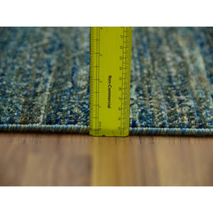 2'6"x6' Juniper Forest Green, 100% Plush Wool, Tone On Tone, Hand Knotted, Kohinoor Herat Small Geometric Repetitive Design, Runner Oriental Rug FWR478002