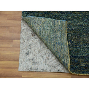 2'6"x8' Cerulean Forest Green, Diamond Shape Repetitive Design, Kohinoor Herat, Soft To The Touch All Wool, Hand Knotted, Runner Oriental Rug FWR478014