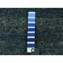 Load image into Gallery viewer, 2&#39;6&quot;x8&#39; Retro Cyan Forest Green, Diamond Shape Repetitive Design, Borderless Hand Knotted, Kohinoor Herat, 100% Wool, Tone On Tone, Runner Oriental Rug FWR478020