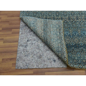 9'1"x12' Georgian Blue, Kohinoor Herat Design With Small Geometric Repetitive, Tone on Tone, Soft To The Touch All Wool, Hand Knotted, Oriental Rug FWR478068