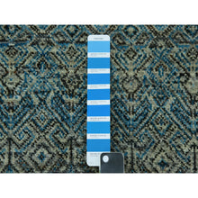 Load image into Gallery viewer, 9&#39;1&quot;x12&#39; Georgian Blue, Kohinoor Herat Design With Small Geometric Repetitive, Tone on Tone, Soft To The Touch All Wool, Hand Knotted, Oriental Rug FWR478068