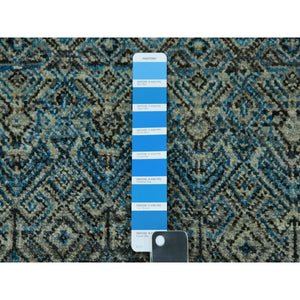 9'1"x12' Georgian Blue, Kohinoor Herat Design With Small Geometric Repetitive, Tone on Tone, Soft To The Touch All Wool, Hand Knotted, Oriental Rug FWR478068