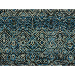 9'1"x12' Georgian Blue, Kohinoor Herat Design With Small Geometric Repetitive, Tone on Tone, Soft To The Touch All Wool, Hand Knotted, Oriental Rug FWR478068