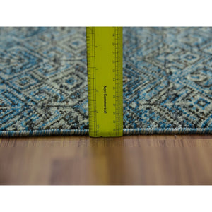 9'1"x12' Georgian Blue, Kohinoor Herat Design With Small Geometric Repetitive, Tone on Tone, Soft To The Touch All Wool, Hand Knotted, Oriental Rug FWR478068