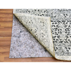 12'1"x18' Chiffon White, Mamluk Dynasty, Tone On Tone Design, Undyed Pure Wool, Hand Knotted, Oversized Oriental Rug FWR478080