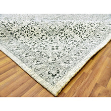 Load image into Gallery viewer, 12&#39;1&quot;x18&#39; Chiffon White, Mamluk Dynasty, Tone On Tone Design, Undyed Pure Wool, Hand Knotted, Oversized Oriental Rug FWR478080