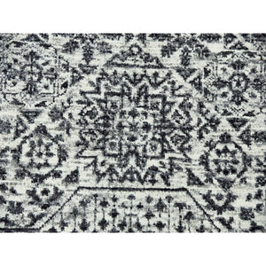 12'1"x18' Chiffon White, Mamluk Dynasty, Tone On Tone Design, Undyed Pure Wool, Hand Knotted, Oversized Oriental Rug FWR478080