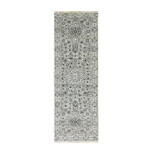 Load image into Gallery viewer, 2&#39;8&quot;x10&#39; Parchment White, Mamluk Dynasty, Tone on Tone Design, Undyed Shiny Wool, Hand Knotted, Runner Oriental Rug FWR478086