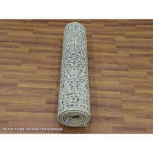 Load image into Gallery viewer, 2&#39;8&quot;x10&#39; Parchment White, Mamluk Dynasty, Tone on Tone Design, Undyed Shiny Wool, Hand Knotted, Runner Oriental Rug FWR478086