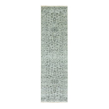 Load image into Gallery viewer, 2&#39;8&quot;x10&#39; Linen White, Mamluk Dynasty, Tone on Tone Design, Undyed Luxurious Wool, Hand Knotted, Runner Oriental Rug FWR478098