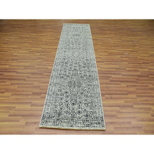 Load image into Gallery viewer, 2&#39;8&quot;x10&#39; Linen White, Mamluk Dynasty, Tone On Tone Design, Undyed Luxurious Wool, Hand Knotted, Runner Oriental Rug FWR478098