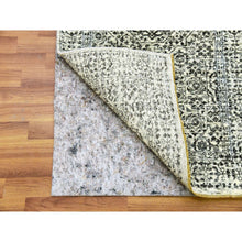 Load image into Gallery viewer, 2&#39;8&quot;x10&#39; Peppermint White, Mamluk Dynasty, Tone on Tone Design, Undyed 100% Wool, Hand Knotted, Runner Oriental Rug FWR478104