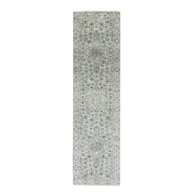 Load image into Gallery viewer, 2&#39;8&quot;x10&#39; Harp White, Hand Knotted, Mamluk Dynasty, Tone on Tone Design, Undyed Luxurious Wool, Runner Oriental Rug FWR478110
