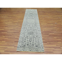 Load image into Gallery viewer, 2&#39;8&quot;x10&#39; Harp White, Hand Knotted, Mamluk Dynasty, Tone on Tone Design, Undyed Luxurious Wool, Runner Oriental Rug FWR478110