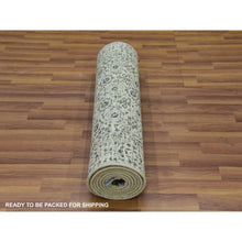 Load image into Gallery viewer, 2&#39;8&quot;x10&#39; Harp White, Hand Knotted, Mamluk Dynasty, Tone on Tone Design, Undyed Luxurious Wool, Runner Oriental Rug FWR478110