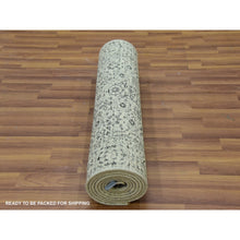 Load image into Gallery viewer, 2&#39;9&quot;x10&#39; Paris White, Mamluk Dynasty, Tone On Tone Design, Undyed 100% Wool, Hand Knotted, Runner Oriental Rug FWR478116