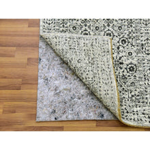 Load image into Gallery viewer, 2&#39;7&quot;x12&#39; Honeydew White, Luxurious Wool, Hand Knotted, Mamluk Dynasty, Tone On Tone Design, Undyed, Runner Oriental Rug FWR478122