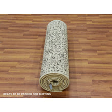 Load image into Gallery viewer, 2&#39;7&quot;x12&#39; Honeydew White, Luxurious Wool, Hand Knotted, Mamluk Dynasty, Tone On Tone Design, Undyed, Runner Oriental Rug FWR478122