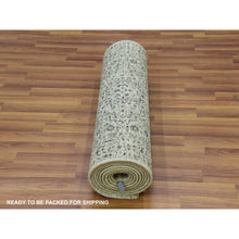 Load image into Gallery viewer, 2&#39;7&quot;x14&#39;1&quot; Mint Cream White, Mamluk Dynasty, Tone On Tone, Luxurious Wool, Denser Weave, Hand Knotted, Runner Oriental Rug FWR478128