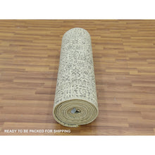 Load image into Gallery viewer, 2&#39;10&quot;x18&#39; Pomelo White, Mamluk Dynasty, Tone on Tone, Undyed Natural Wool, Hand Knotted, Runner Oriental Rug FWR478134