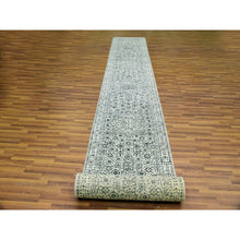 Load image into Gallery viewer, 2&#39;10&quot;x21&#39;10&quot; Shadow White, Hand Knotted, Tone on Tone Mamluk Dynasty Design, Undyed 100% Wool, Runner Oriental Rug FWR478140