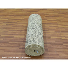 Load image into Gallery viewer, 2&#39;10&quot;x21&#39;10&quot; Shadow White, Hand Knotted, Tone on Tone Mamluk Dynasty Design, Undyed 100% Wool, Runner Oriental Rug FWR478140