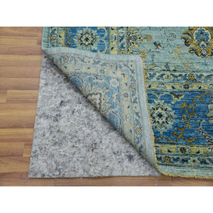 9'1"x12'3" Aspiring Blue, Vegetable Dyes, Denser Weave, Hand Knotted Agra with Shah Abbas Flower Design, High Quality Wool, Oriental Rug FWR478146