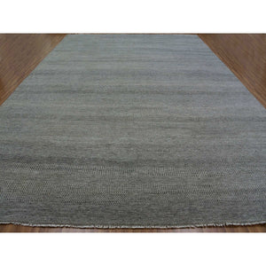 14'x18'1" Cloud Gray, Modern Grass Design, Pure Undyed Wool, Tone On Tone, Hand Knotted, Oversized Oriental Rug FWR478152
