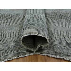14'x18'1" Cloud Gray, Modern Grass Design, Pure Undyed Wool, Tone On Tone, Hand Knotted, Oversized Oriental Rug FWR478152