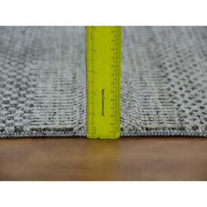 14'x18'1" Cloud Gray, Modern Grass Design, Pure Undyed Wool, Tone On Tone, Hand Knotted, Oversized Oriental Rug FWR478152