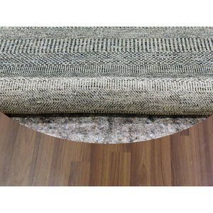 6'x6' Goose Gray, Modern Grass Design, Tone On Tone Natural Hand Knotted Undyed Wool, Oriental Round Rug FWR478170