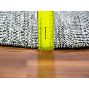 6'x6' Goose Gray, Modern Grass Design, Tone On Tone Natural Hand Knotted Undyed Wool, Oriental Round Rug FWR478170