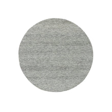 Load image into Gallery viewer, 5&#39;x5&#39; Timberwolf Gray, Modern Grass Design, Pure Undyed Wool, Tone on Tone, Hand Knotted, Round Oriental Rug FWR478176