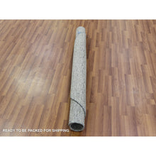 Load image into Gallery viewer, 5&#39;x5&#39; Timberwolf Gray, Modern Grass Design, Pure Undyed Wool, Tone on Tone, Hand Knotted, Round Oriental Rug FWR478176